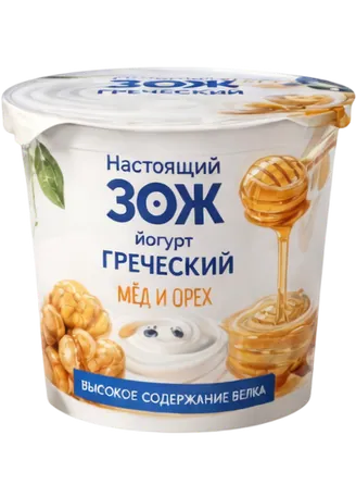 Йогурт «Настоящий ЗОЖ» Греческий, мёд и орех, 380 г